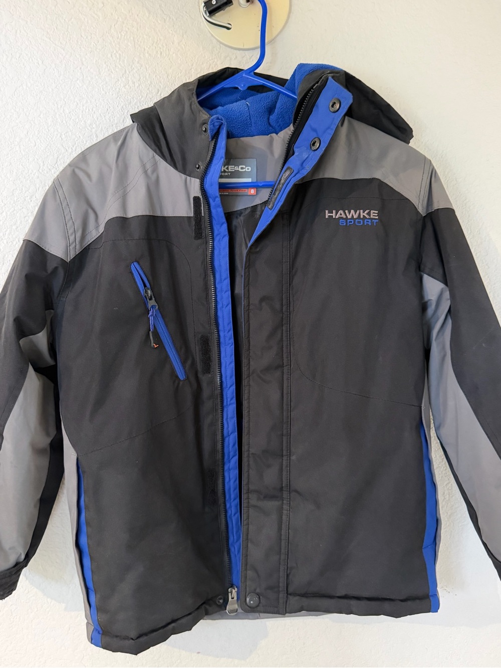 Hawke & Co Black, Gray & Blue Kids Winter Jacket size 8 boys